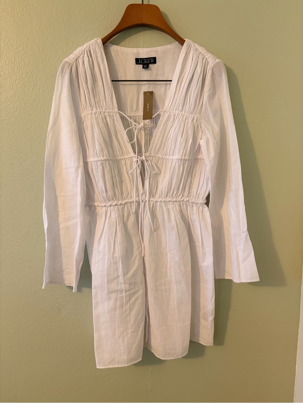 NWT J. Crew White Cotton Tie-Front Coverup/Dress